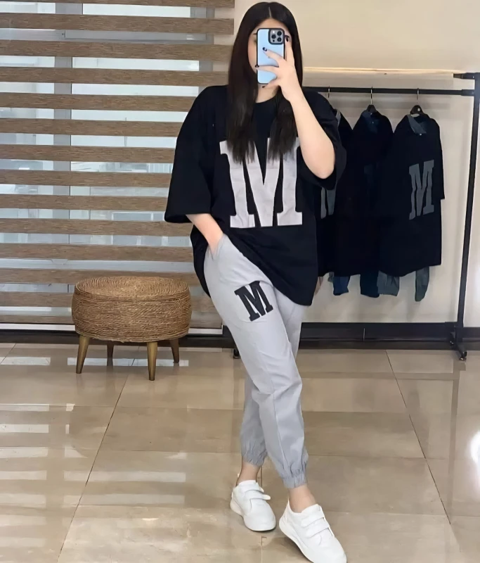 بيجامة توفليس ميكرو مكفووول   طباعة حرف M